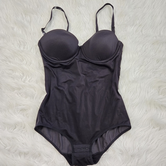 MAIDENFORM Tummy-Control Black Underwire Bra Bodysuit 34C Shapewear - Picture 1 of 13